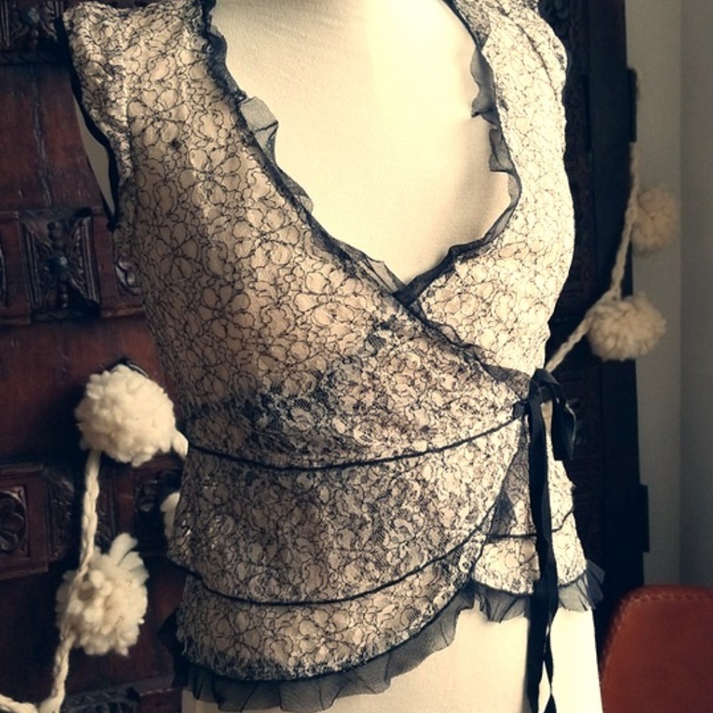 TRUE MEANING Lace Top - String Ties - Brand New